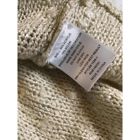 MONTEAU- WOMENS TAN LONG SLEEVE LACE BOTTOM TRIM SWEATER SHIRT SIZE MEDIUM - Picture 7 of 7